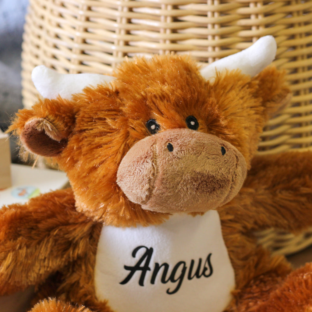 Personalised Highland Cow Children's Soft Toy For Kids