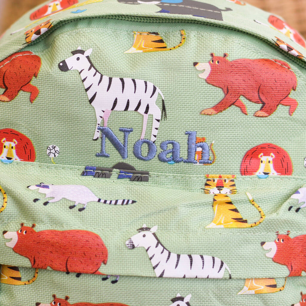 Personalised Jungle Animals Children's School Back Pack