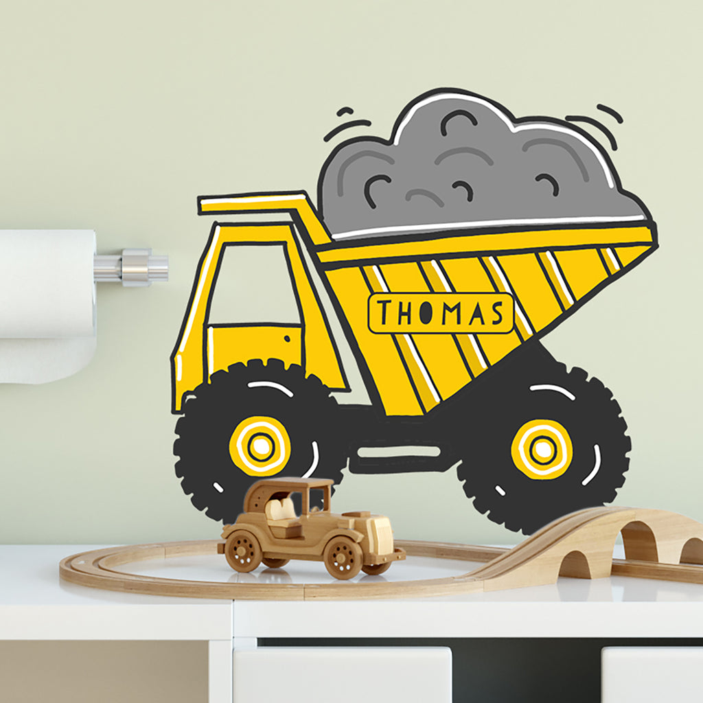 Personalised Set Of Three Diggers Wall Sticker Decor