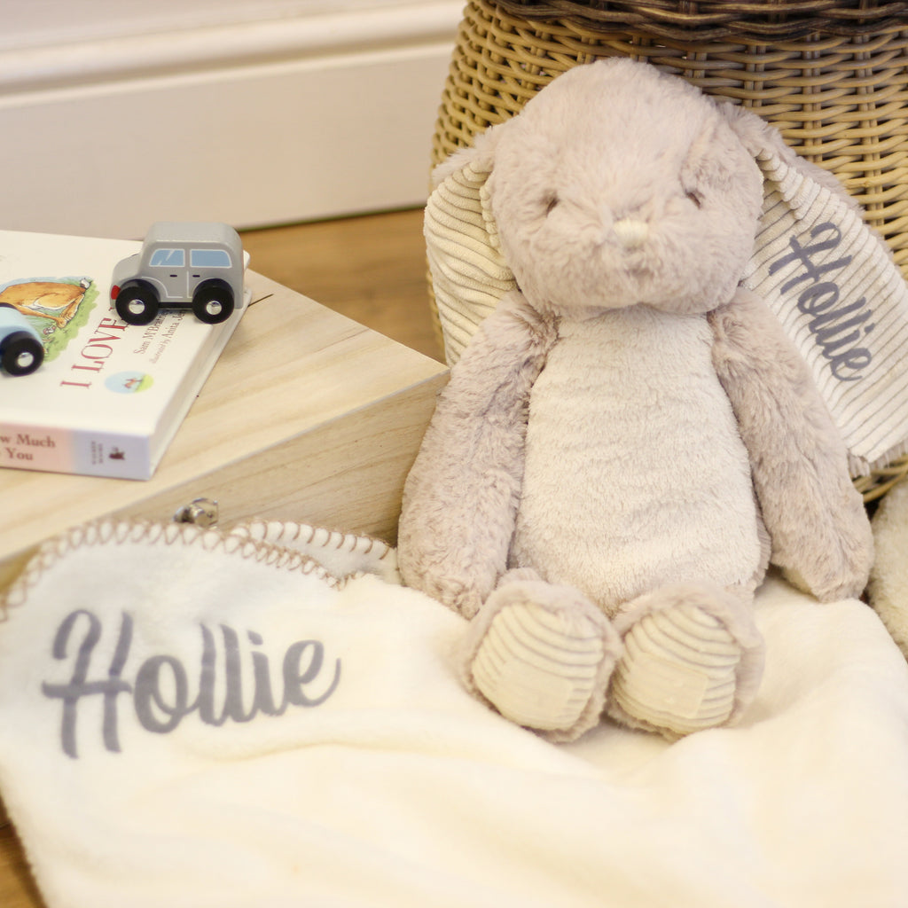 Personalised Rabbit And Matching Blanket Soft Toy