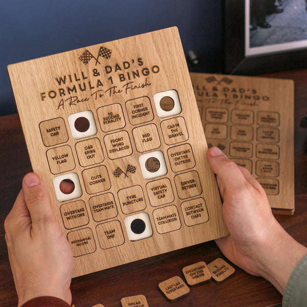Personalised Set Of Two Car Racing Bingo Family Game