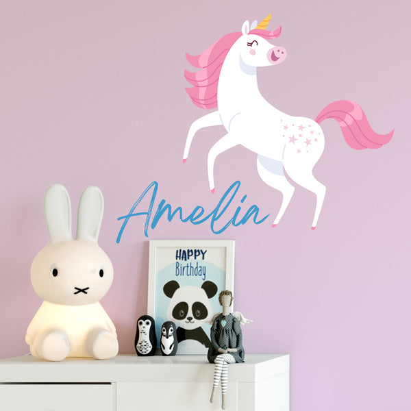 Personalised Unicorn Wall Sticker Room Decor Art