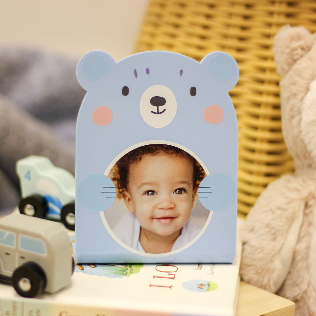 Personalised Blue Bear Photo Frame Baby Gift