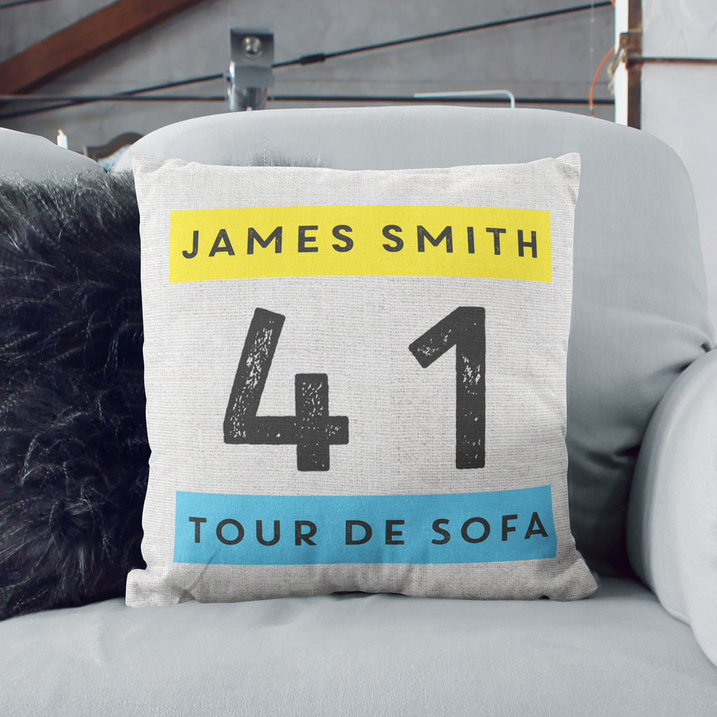 Personalised Tour De Sofa Cycling Cushion Gift