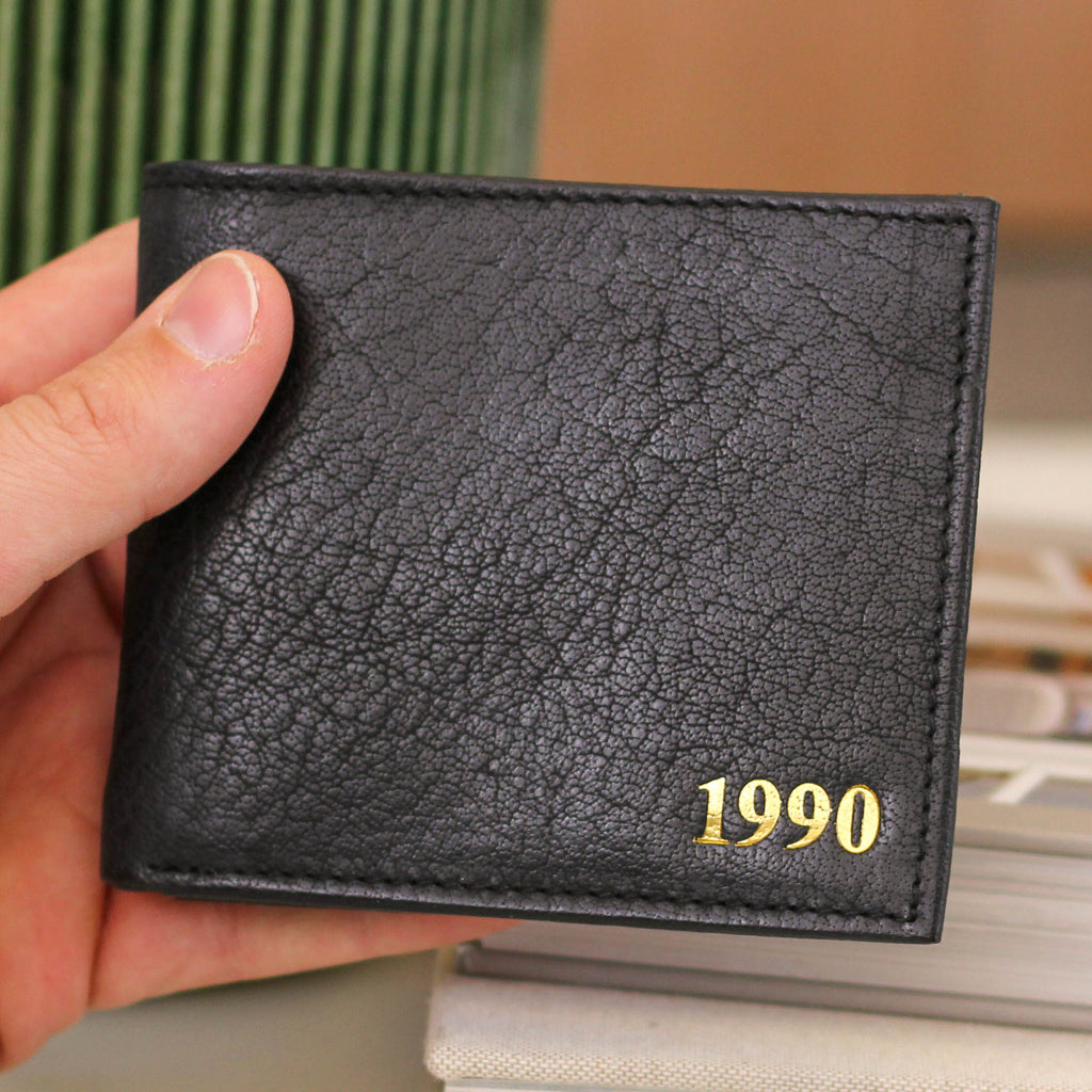 Personalised Birth Year Leather Wallet With Photo