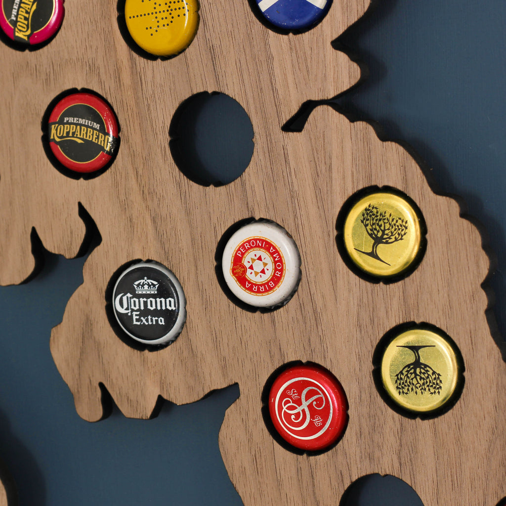 British Isles Beer Collector Cap Map Wall Art