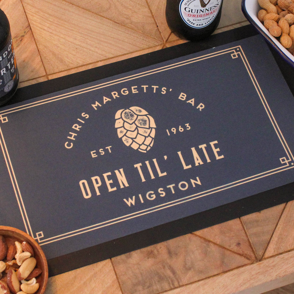 Personalised Vintage Bar Runner Mat For Home Bar