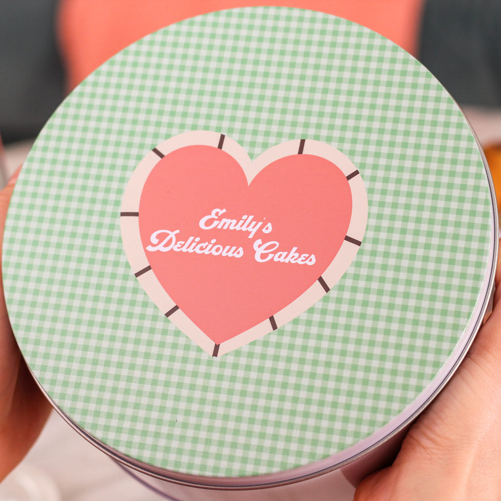 Personalised Gingham Cake Baking Birthday Treat Tin