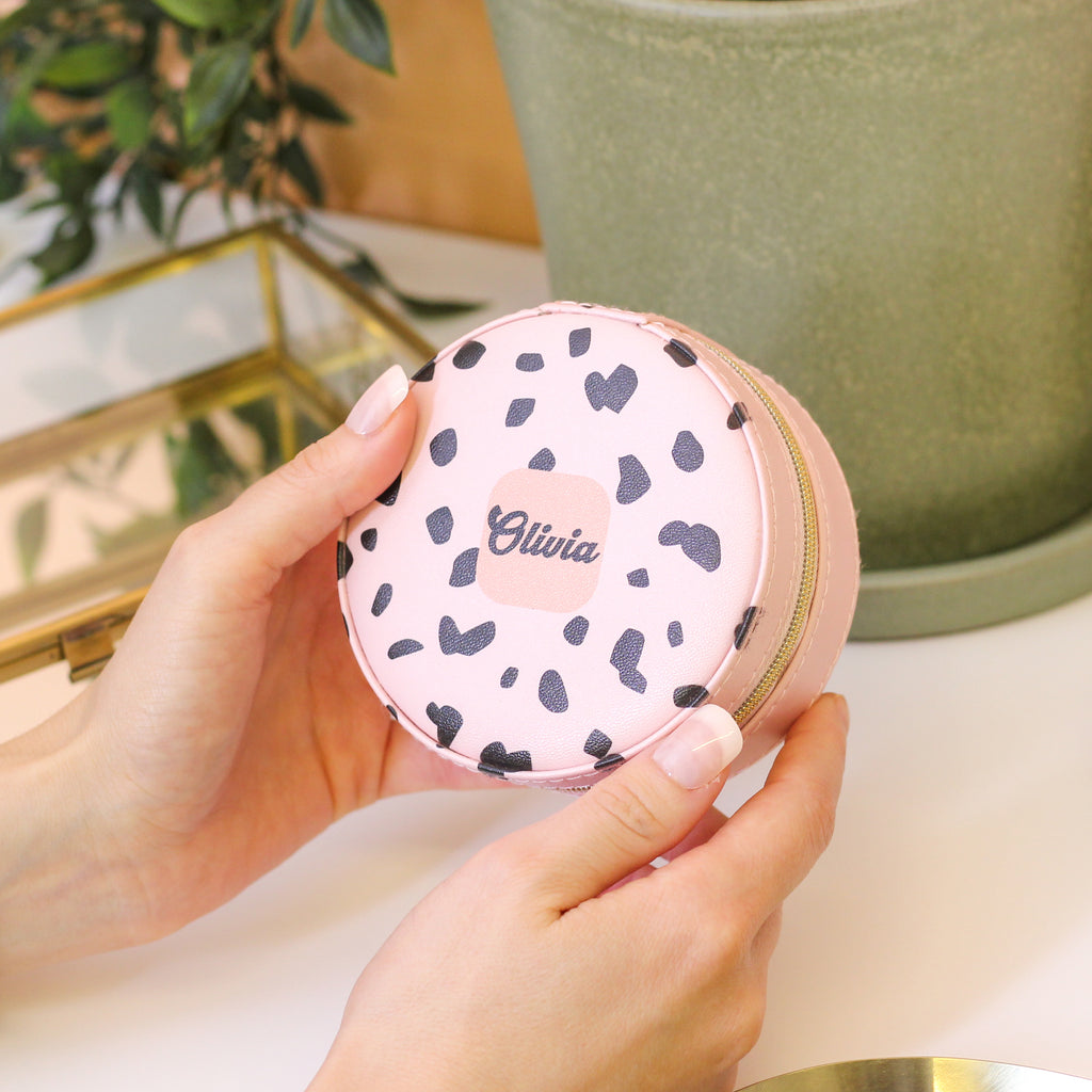 Personalised Dalmatian Dot Jewellery Box Round