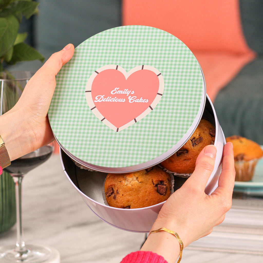 Personalised Gingham Cake Baking Birthday Treat Tin