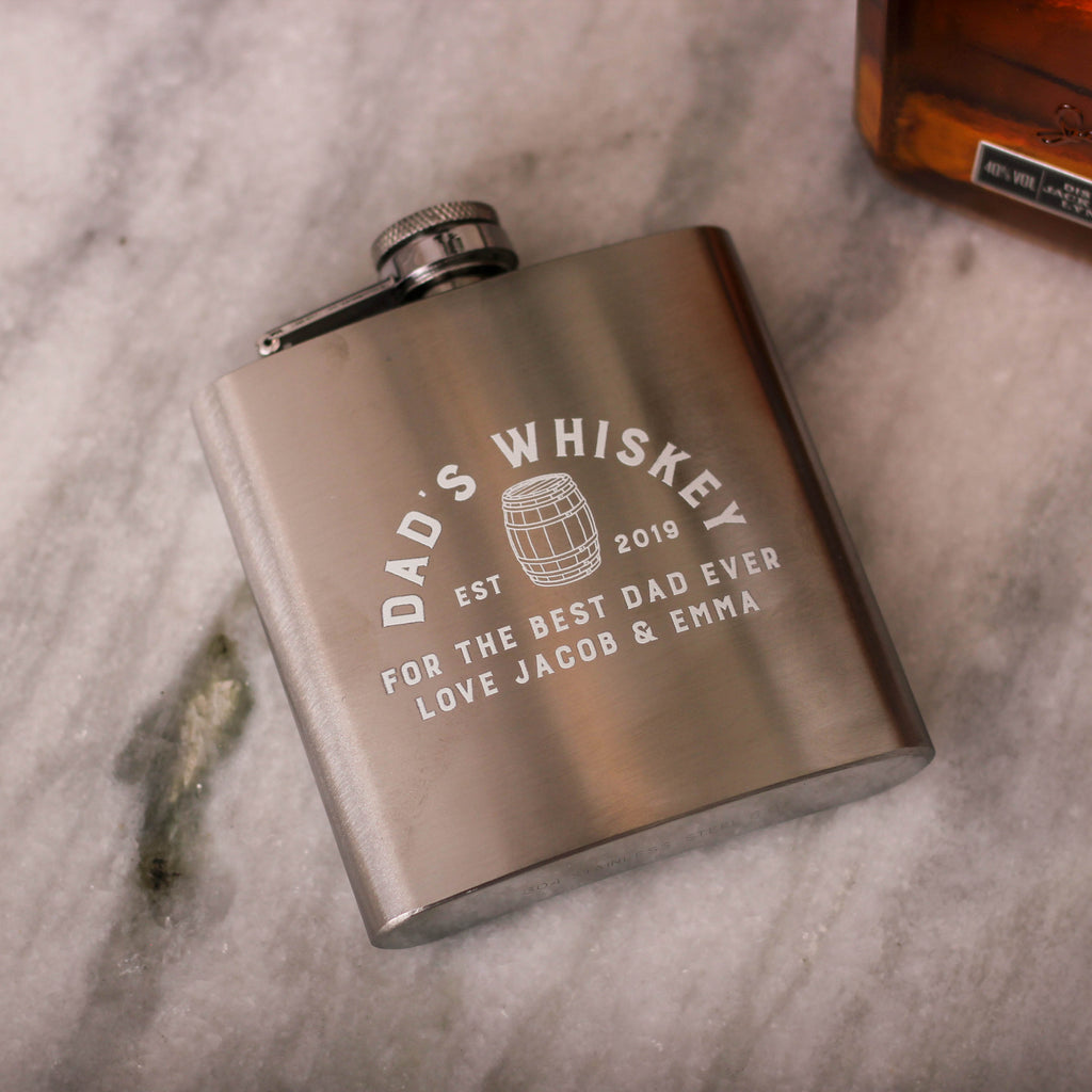 Personalised Whiskey Hip Flask Gift For Dad