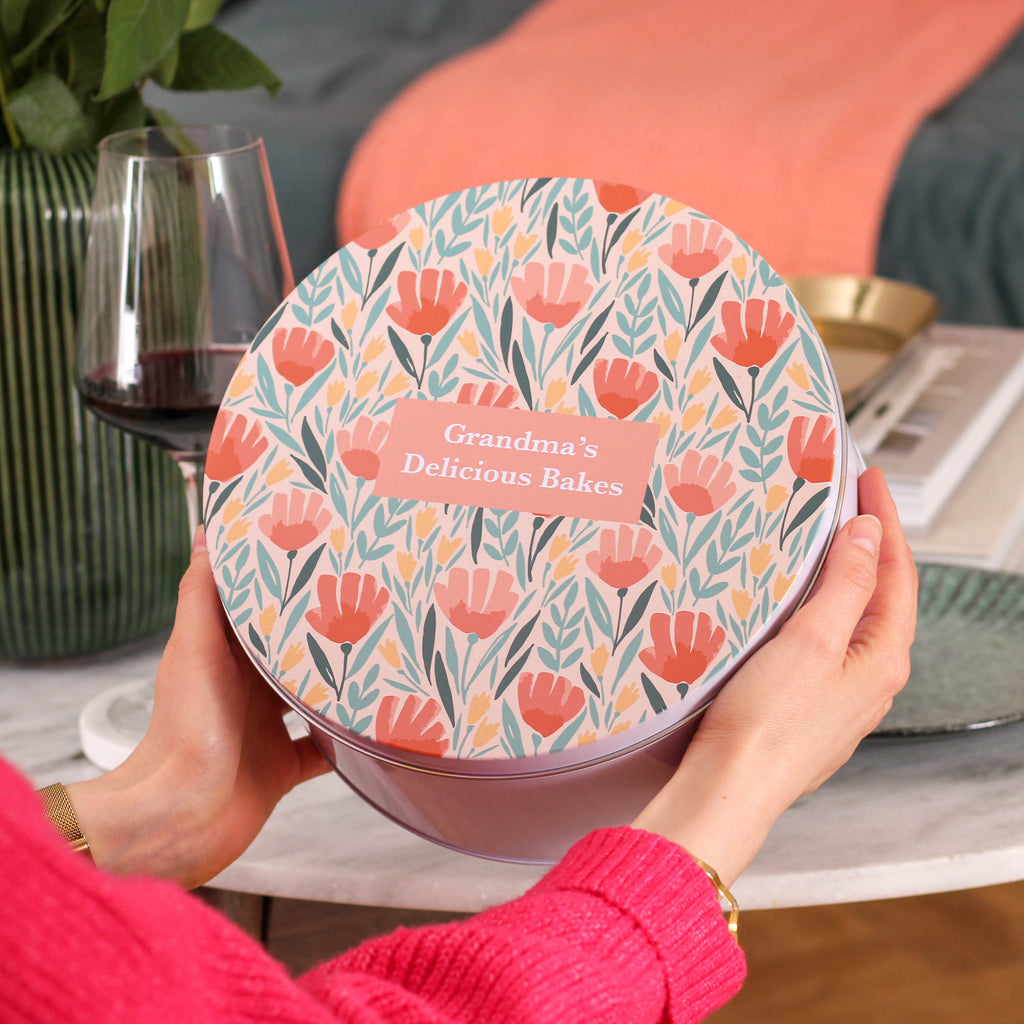 Personalised Grandma's Bakes Floral Cake Tin For Baking