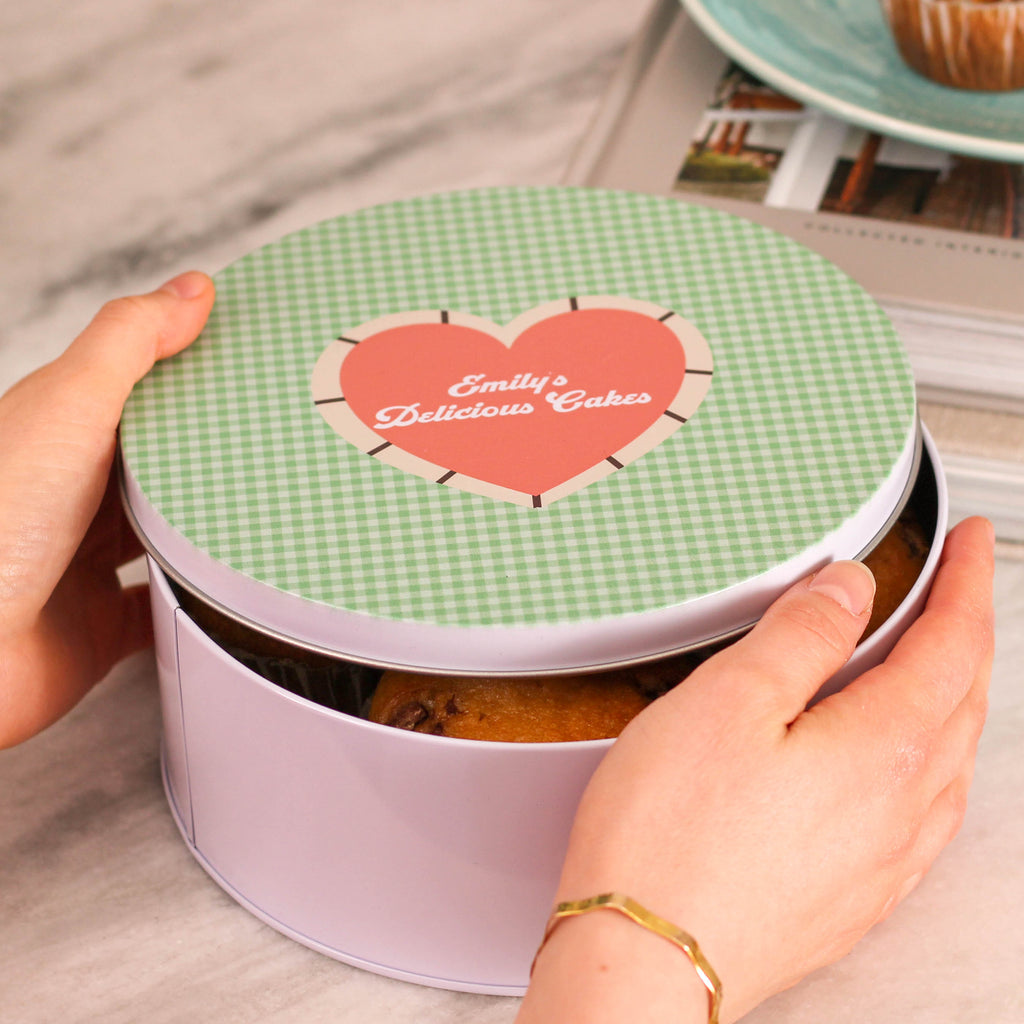 Personalised Gingham Cake Baking Birthday Treat Tin