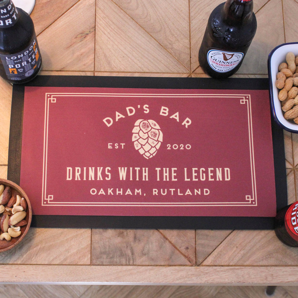 Personalised Vintage Bar Runner Mat For Home Bar