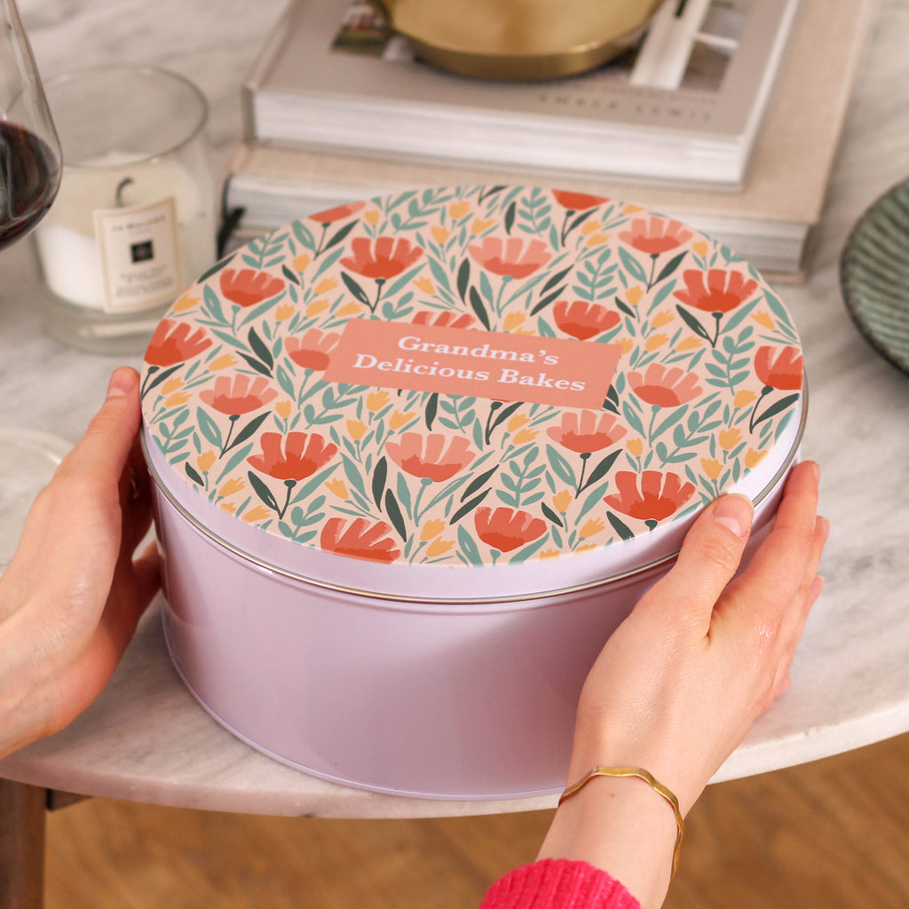 Personalised Grandma's Bakes Floral Cake Tin For Baking