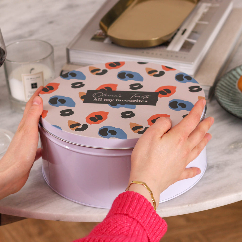 Personalised Colourful Leopard Print Cake Tin