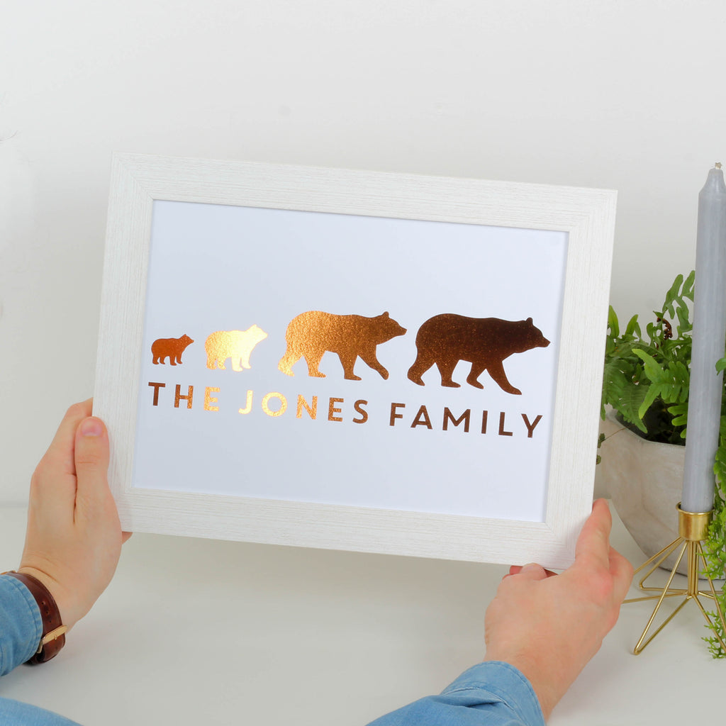 Personalised Bear Family Foil Print