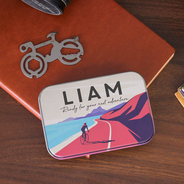 Bike Track Map Personalised Tool Tin Gift Set