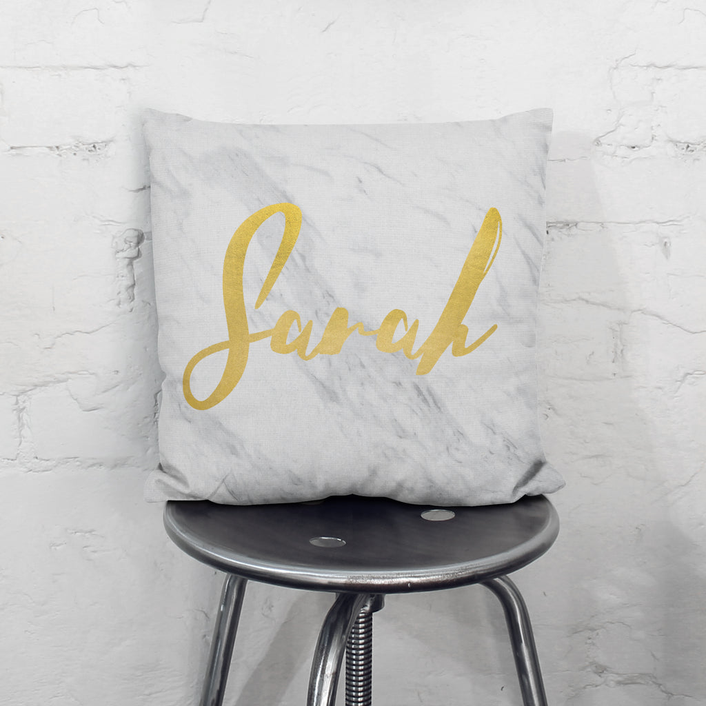 Personalised Metallic Marble Name Cushion