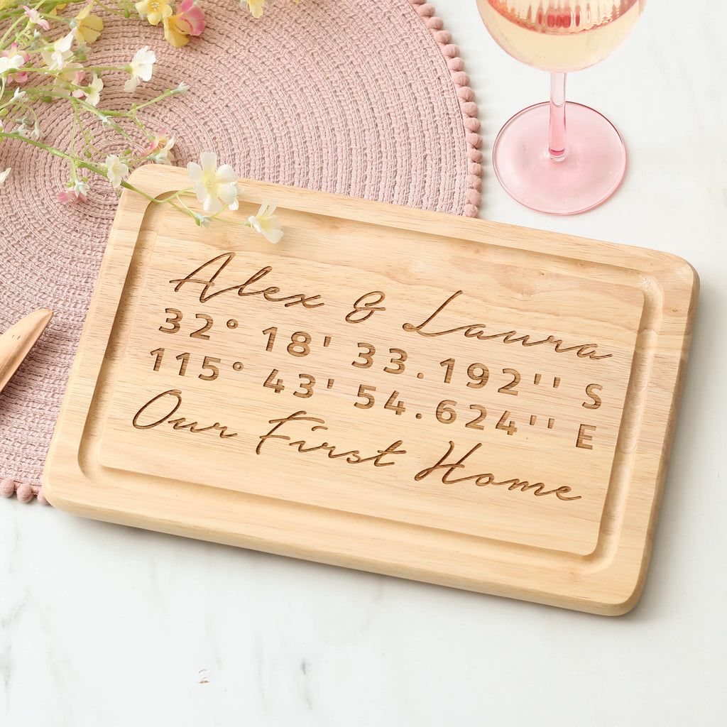 Personalised Coordinates Chopping Board