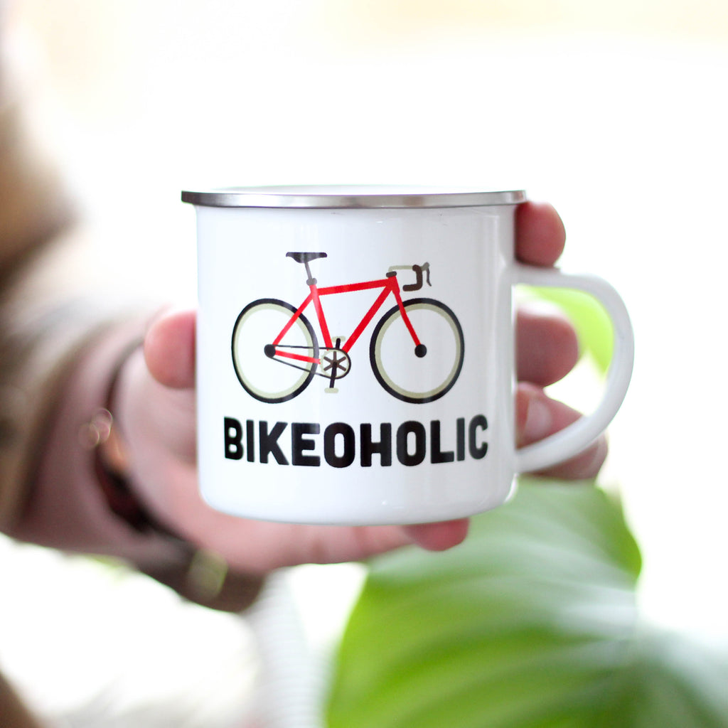 Bikeoholic Enamel Mug