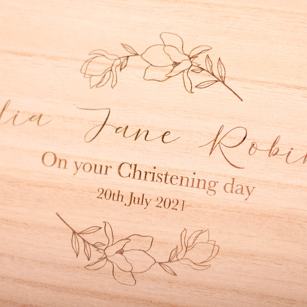 Personalised Floral Christening Keepsake Box Gift