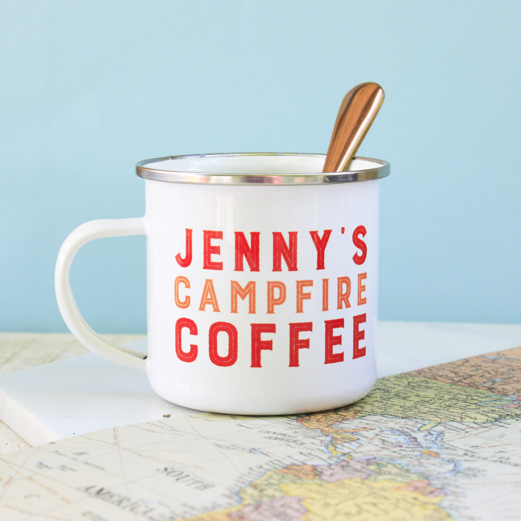 Personalised Campfire Coffee Enamel Mug