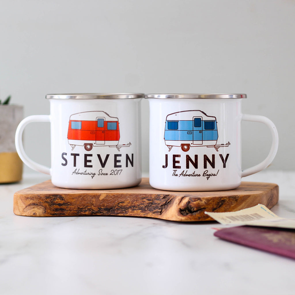 Personalised Caravan Enamel Mug