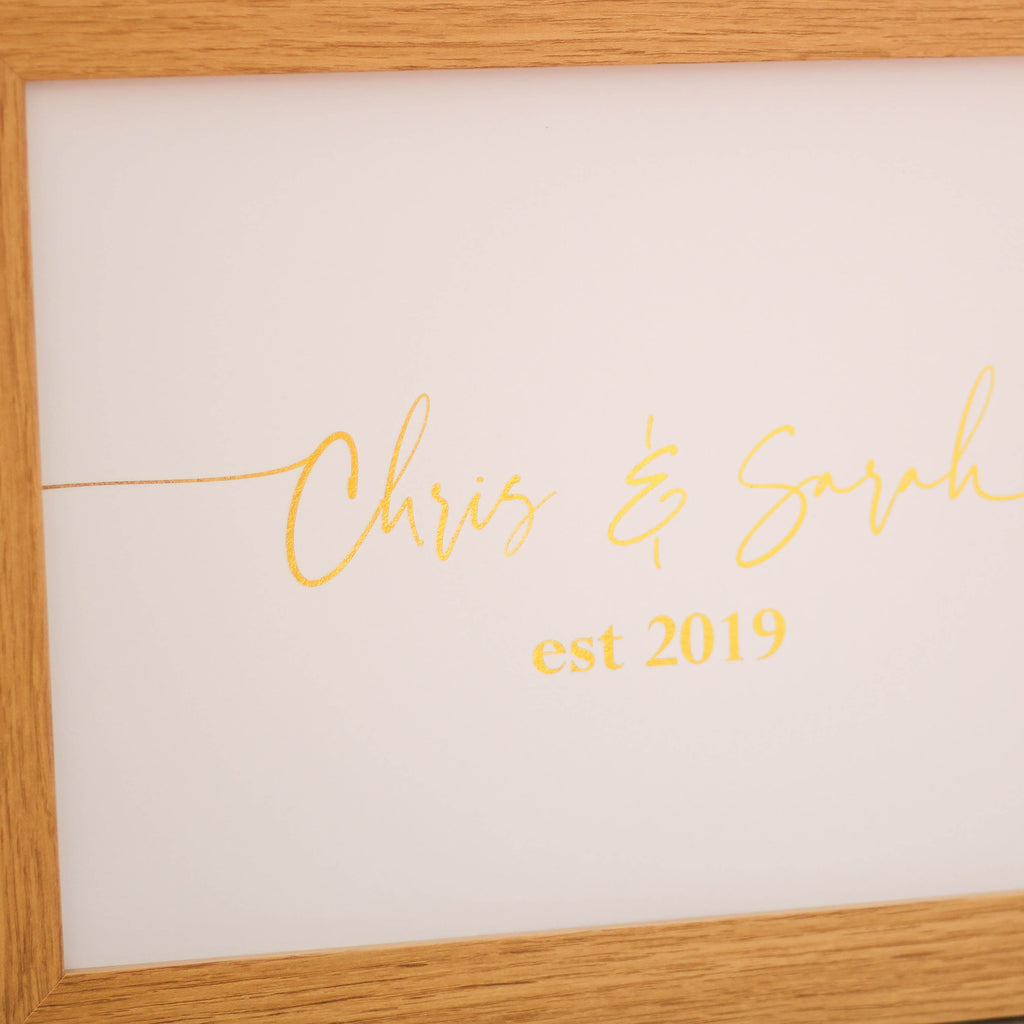 Personalised Couples Name Metallic Foil Print