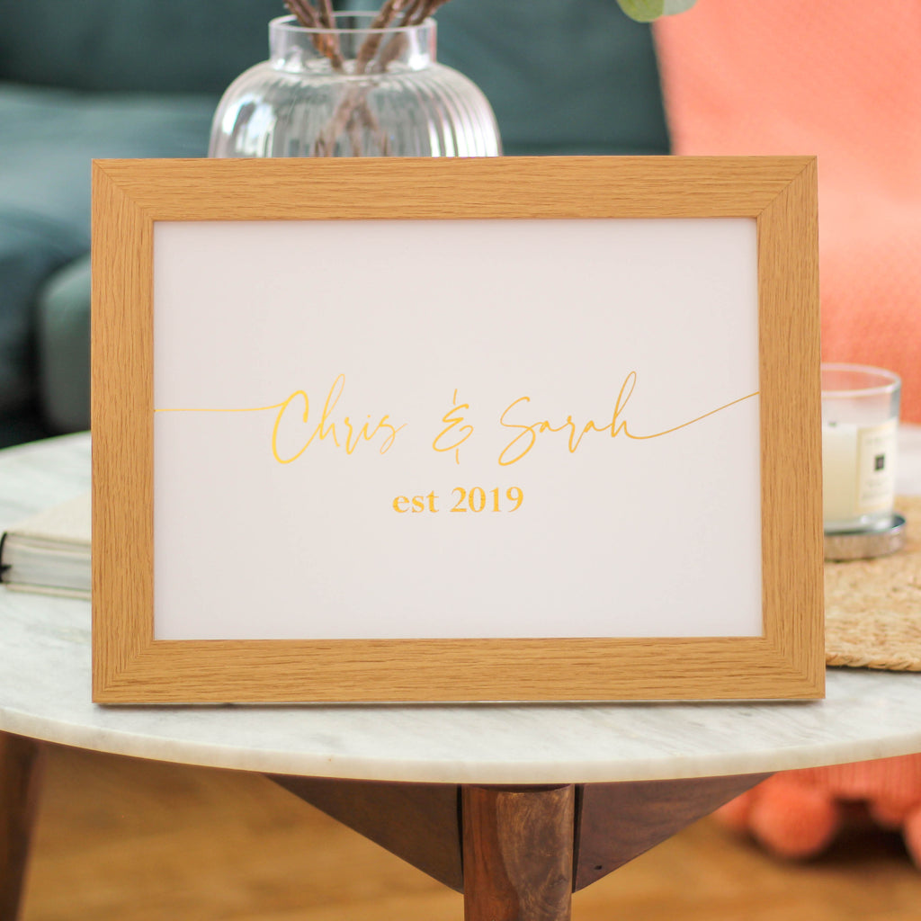 Personalised Couples Name Metallic Foil Print