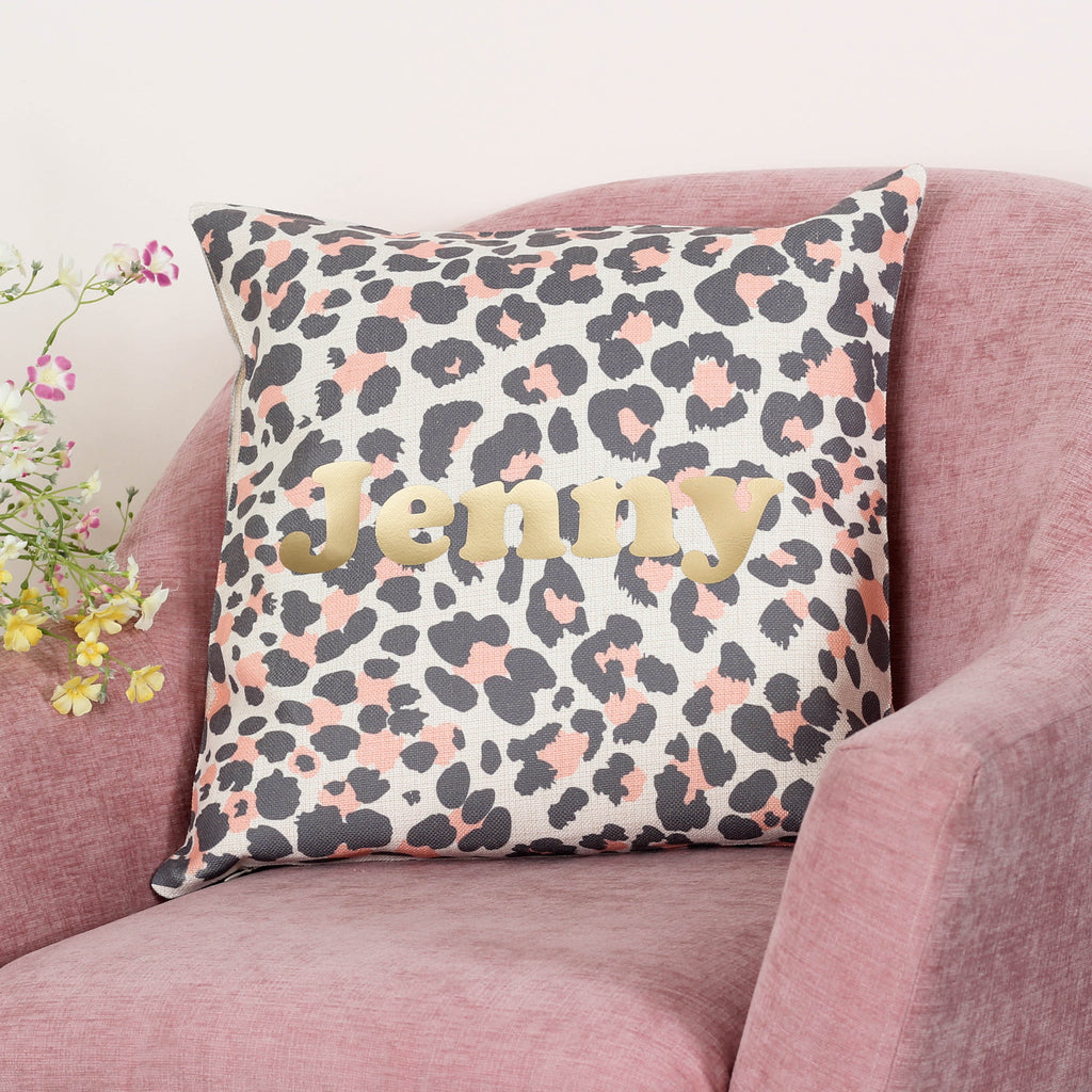 Personalised Leopard Print Cushion For Her