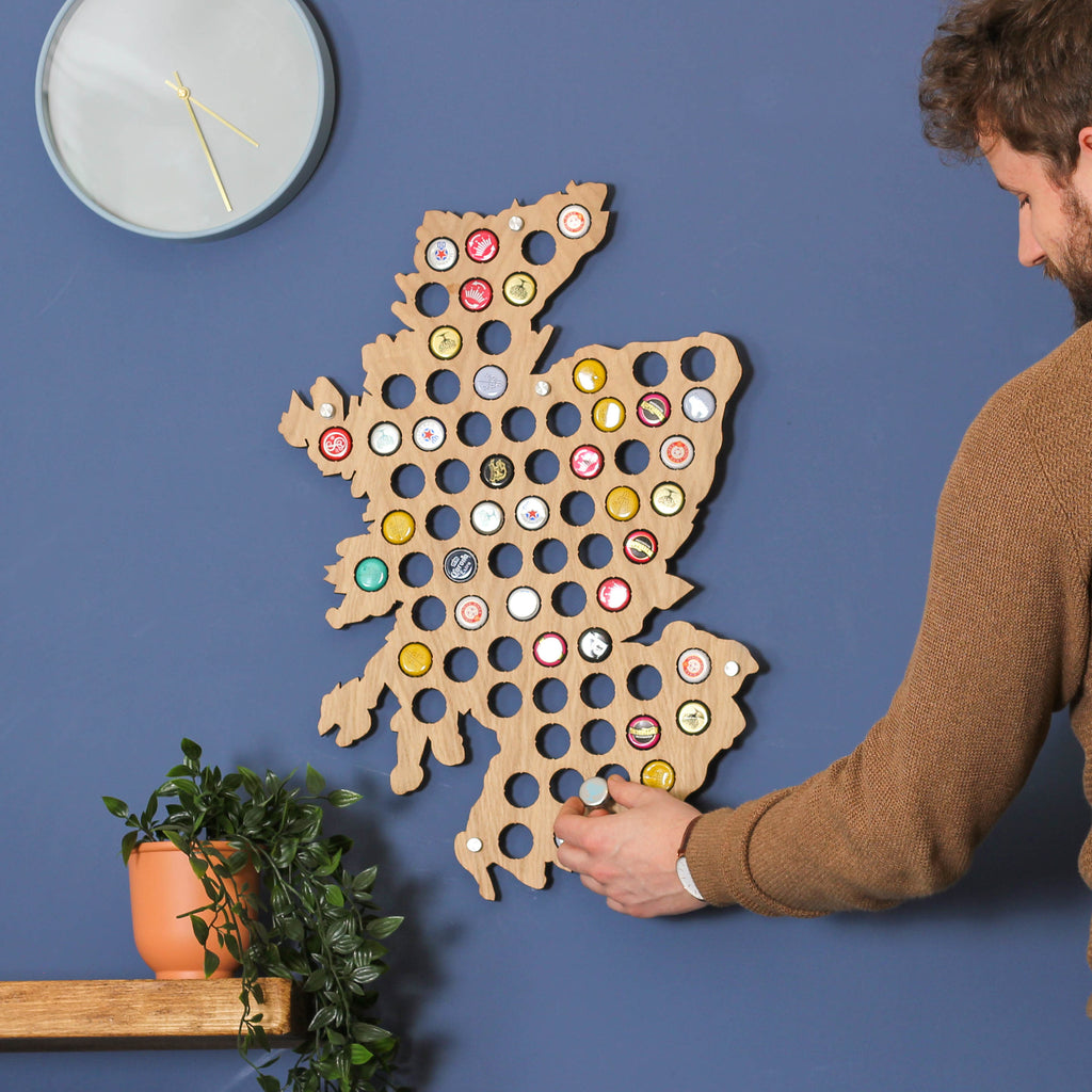 Personalised Scotland Beer Cap Map Wall Art