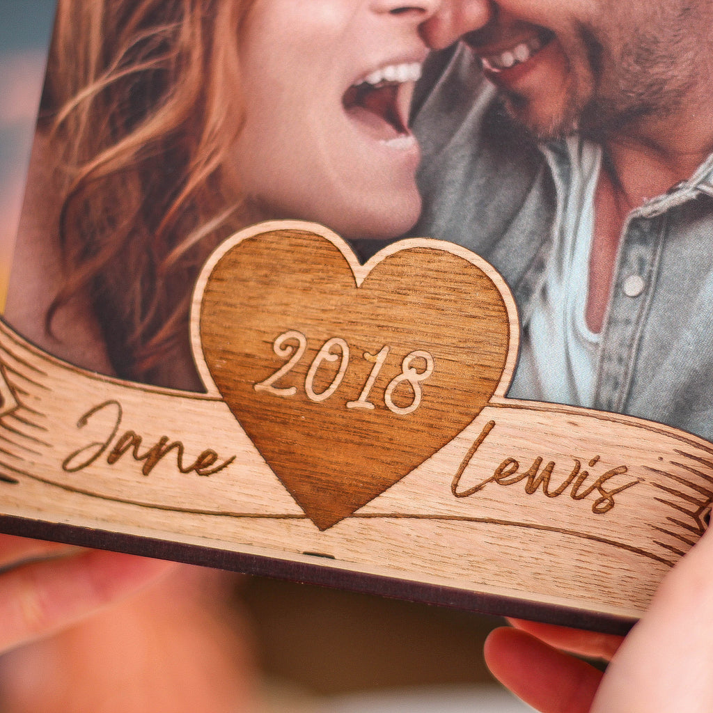 Personalised Wooden Photo Holder Frame For Valentine's