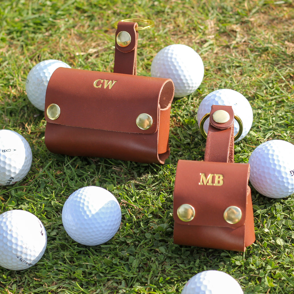 Personalised Leather Golf Ball Holder Accessory Gift