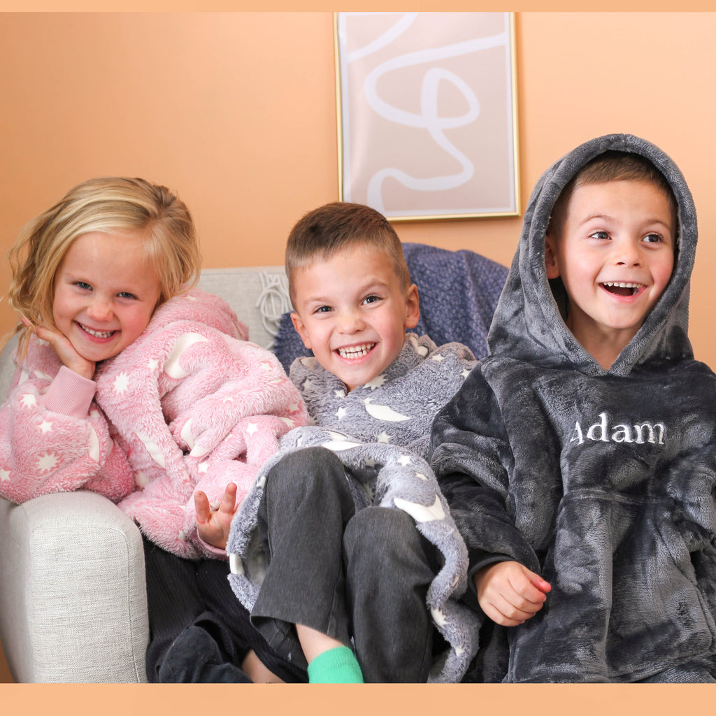 Personalised Glow In The Dark Kids Blanket Hoodie