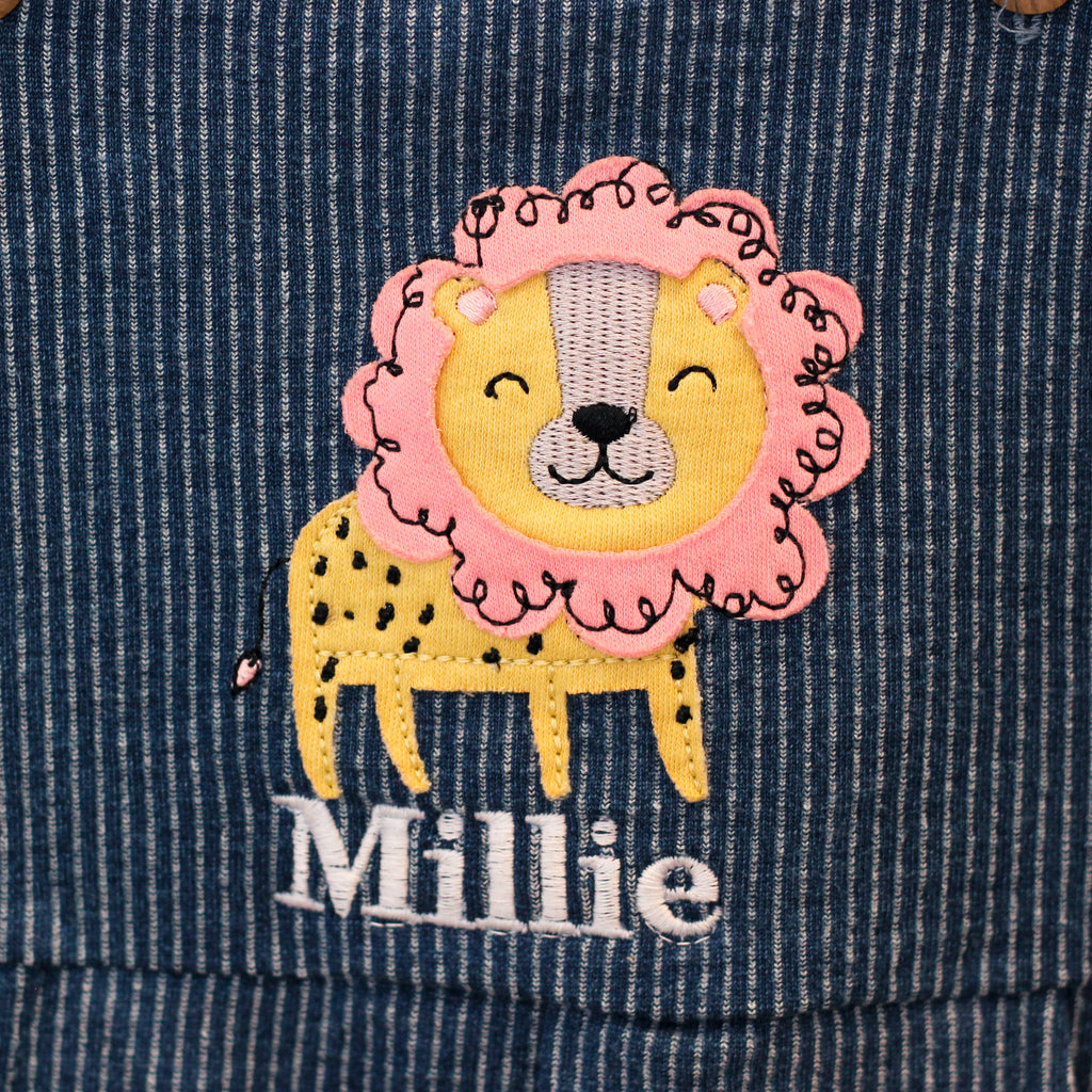 Personalised Baby Lion Dungarees Set For Girl