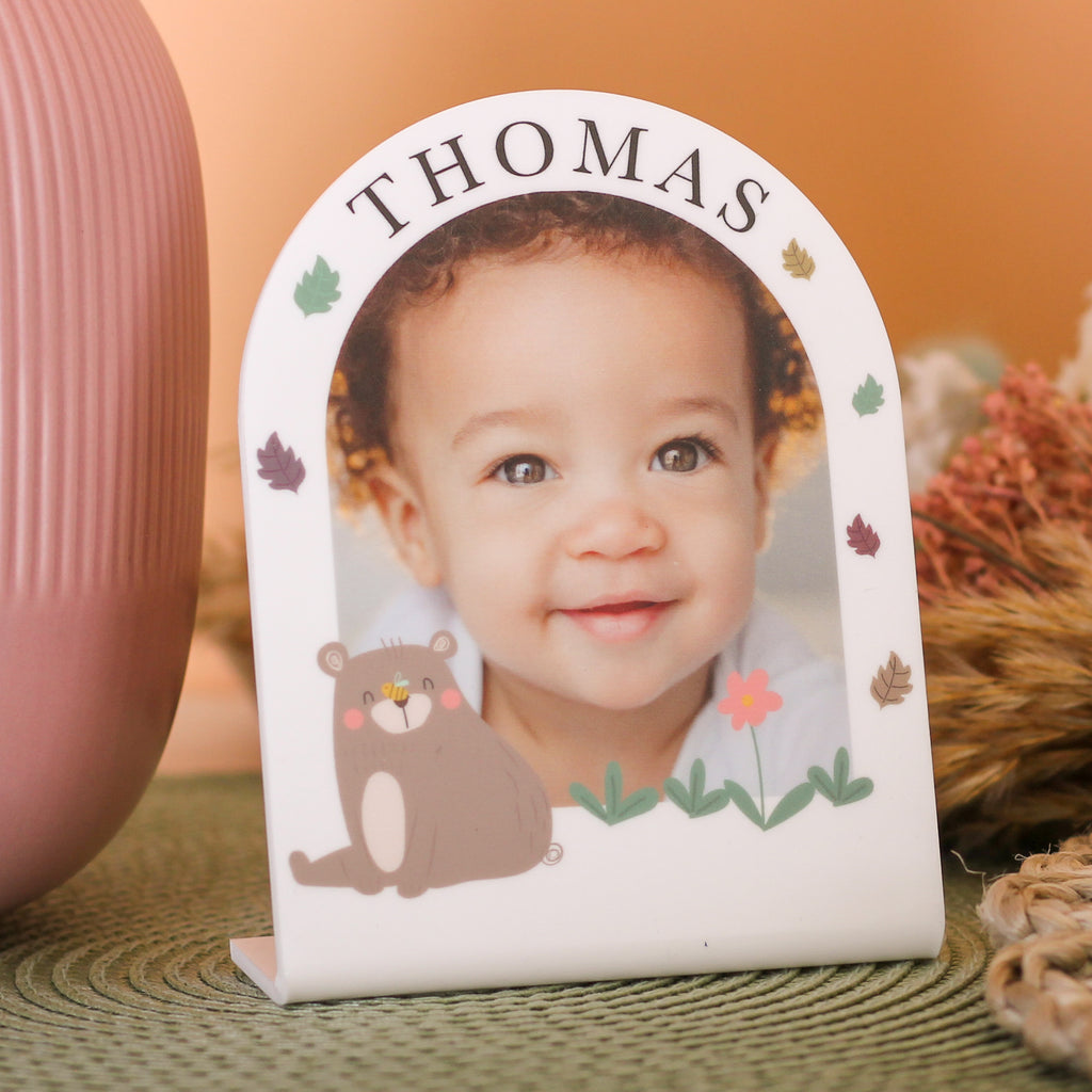 Personalised Nature Bear Baby Photo Frame Nursery Gift