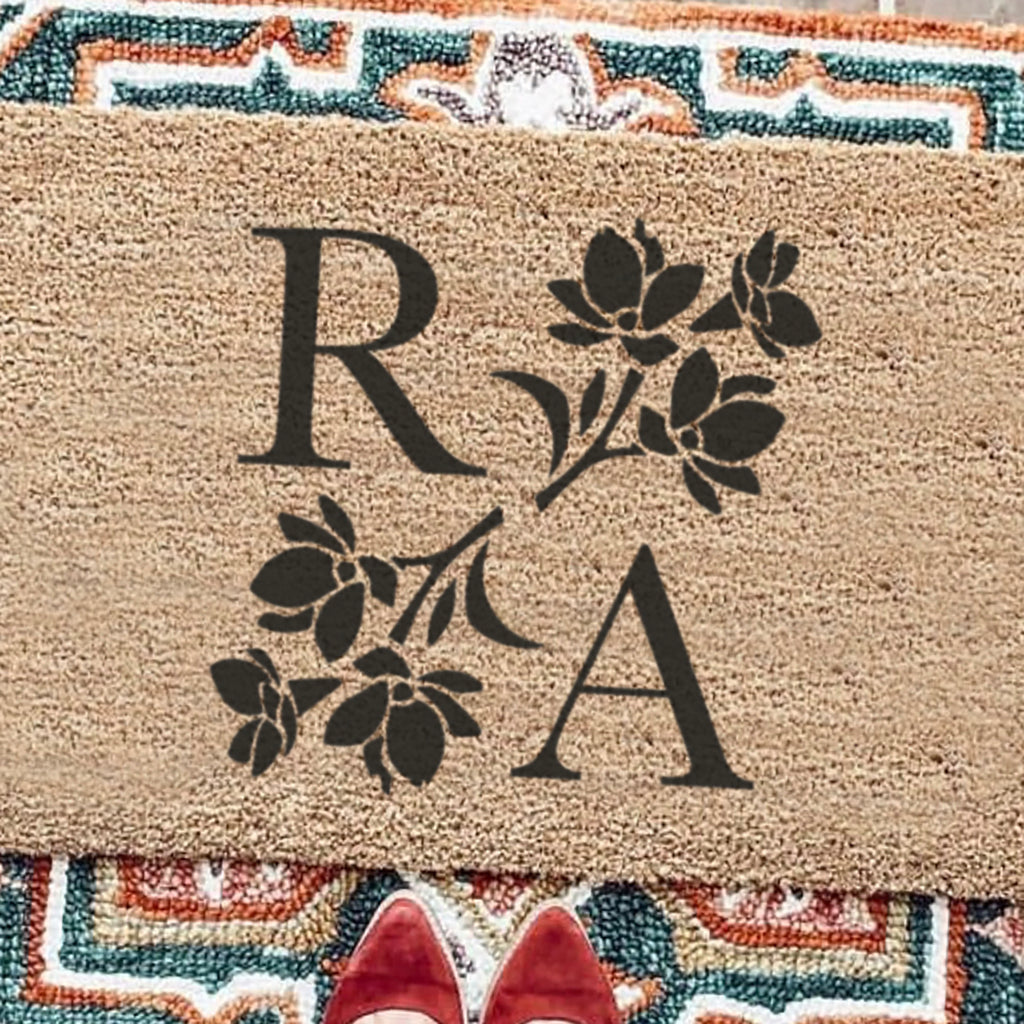 Personalised Floral Initials Doormat Couples Home Gift