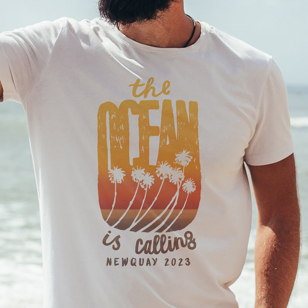 Personalised The Ocean Is Calling Mens Holiday T Shirt