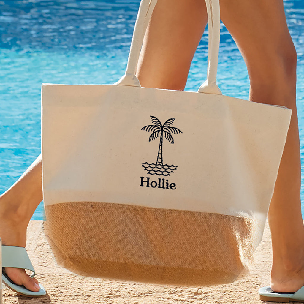 Personalised Palm Tree Summer Beach Bag Gift For Her