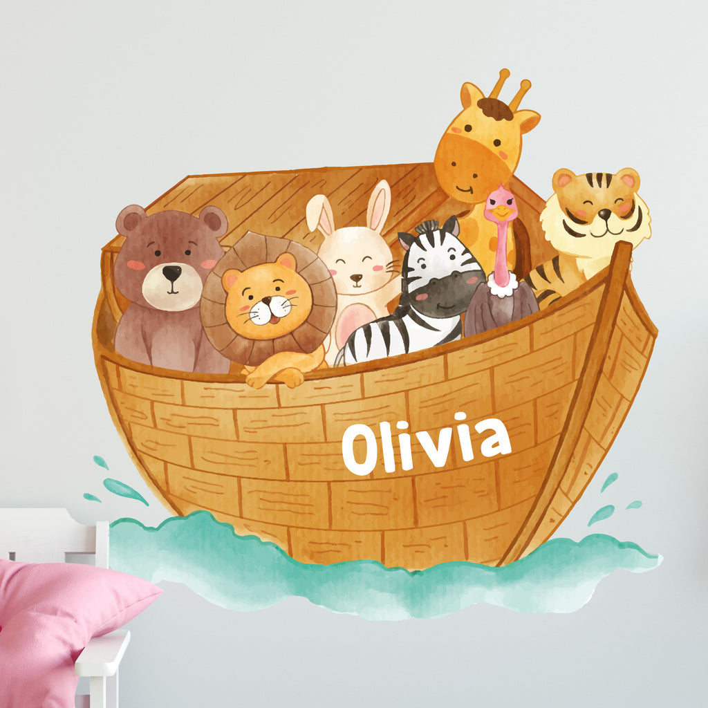 Personalised Noahs Ark Wallsticker Gift For Kids Room Or Nursery
