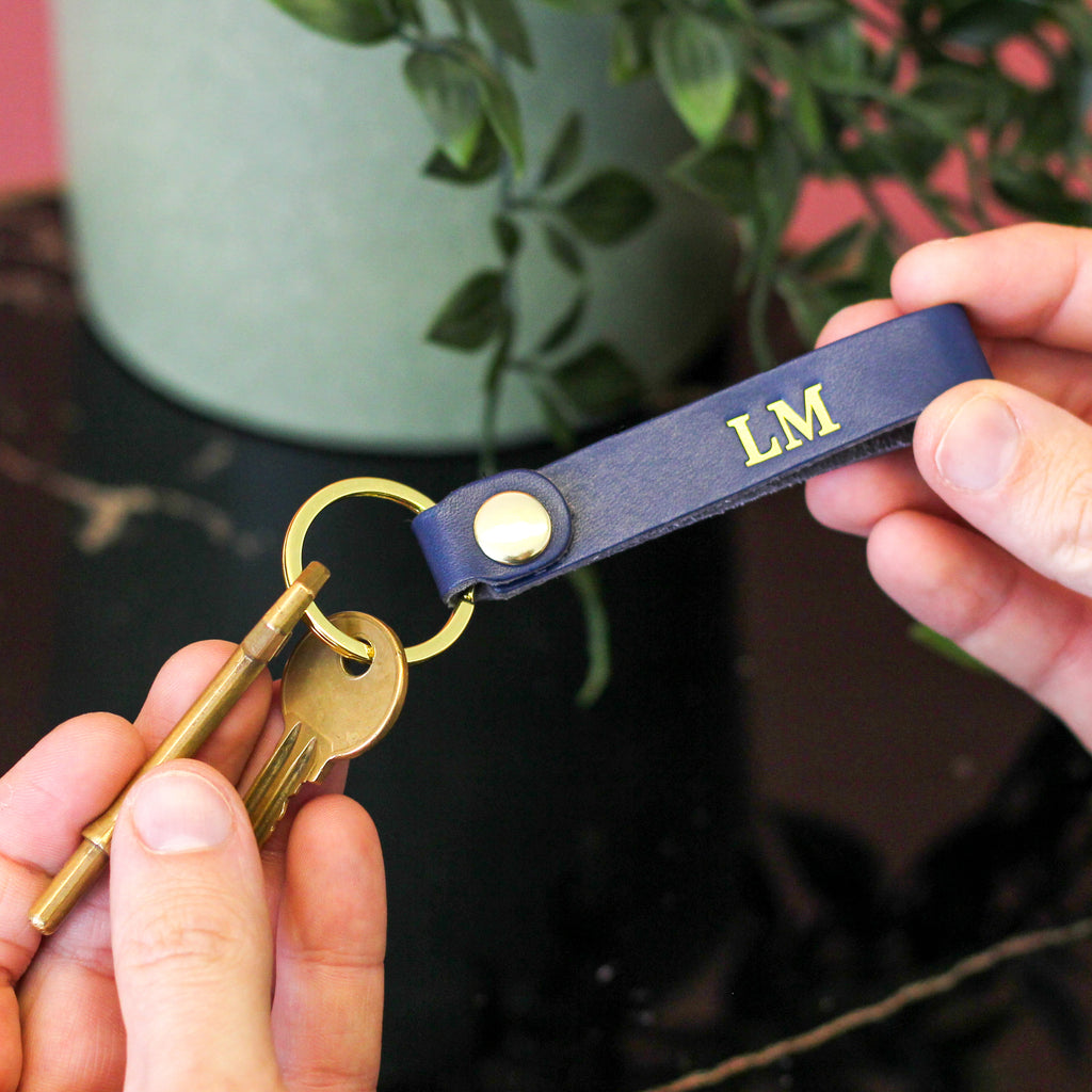 Personalised Leather Keyring Loop Gift For New Home