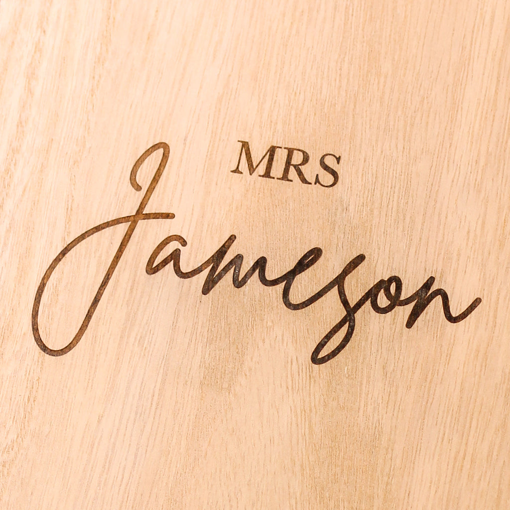 Personalised Mrs Wooden Jewellery Box With Mirror