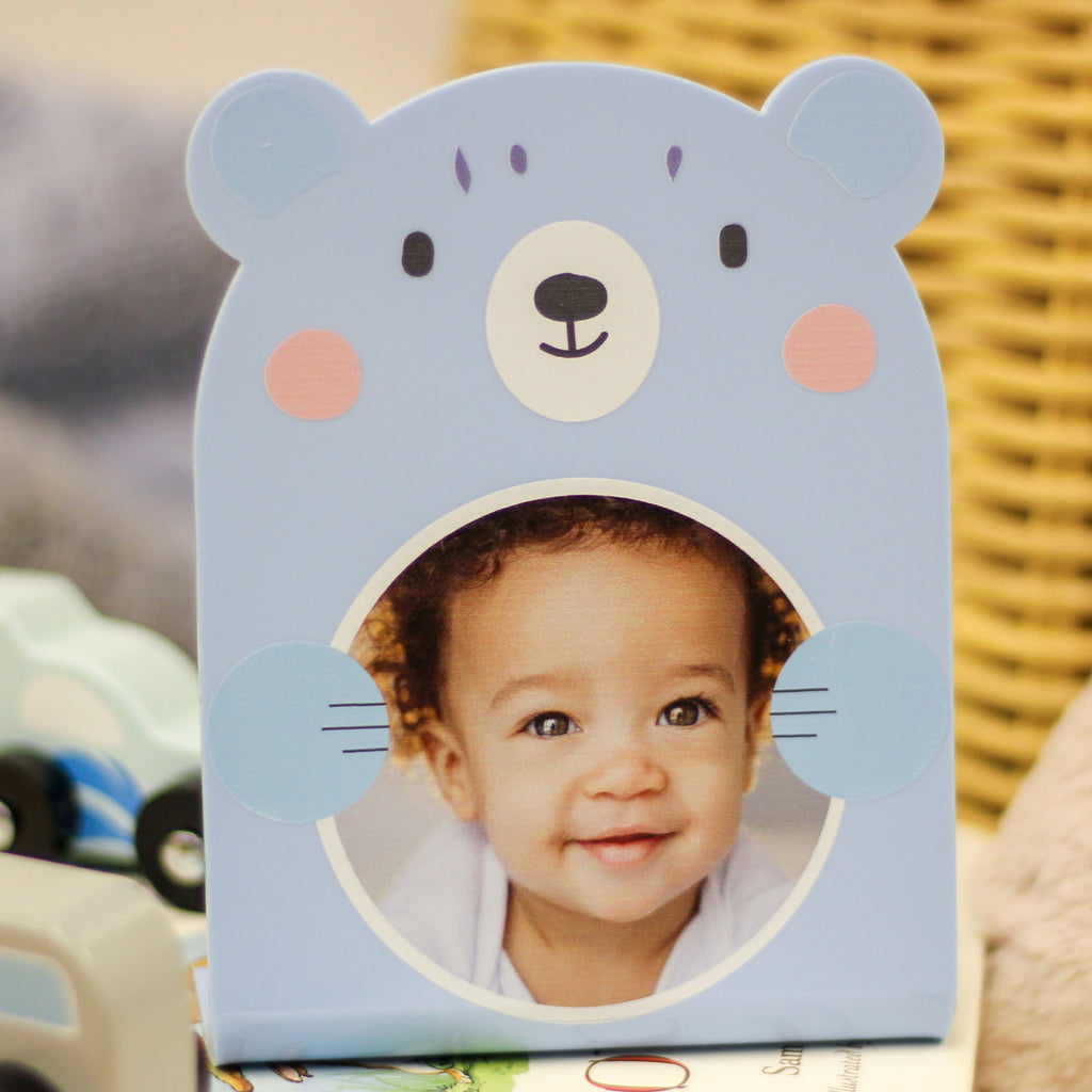 Personalised Blue Bear Photo Frame Baby Gift