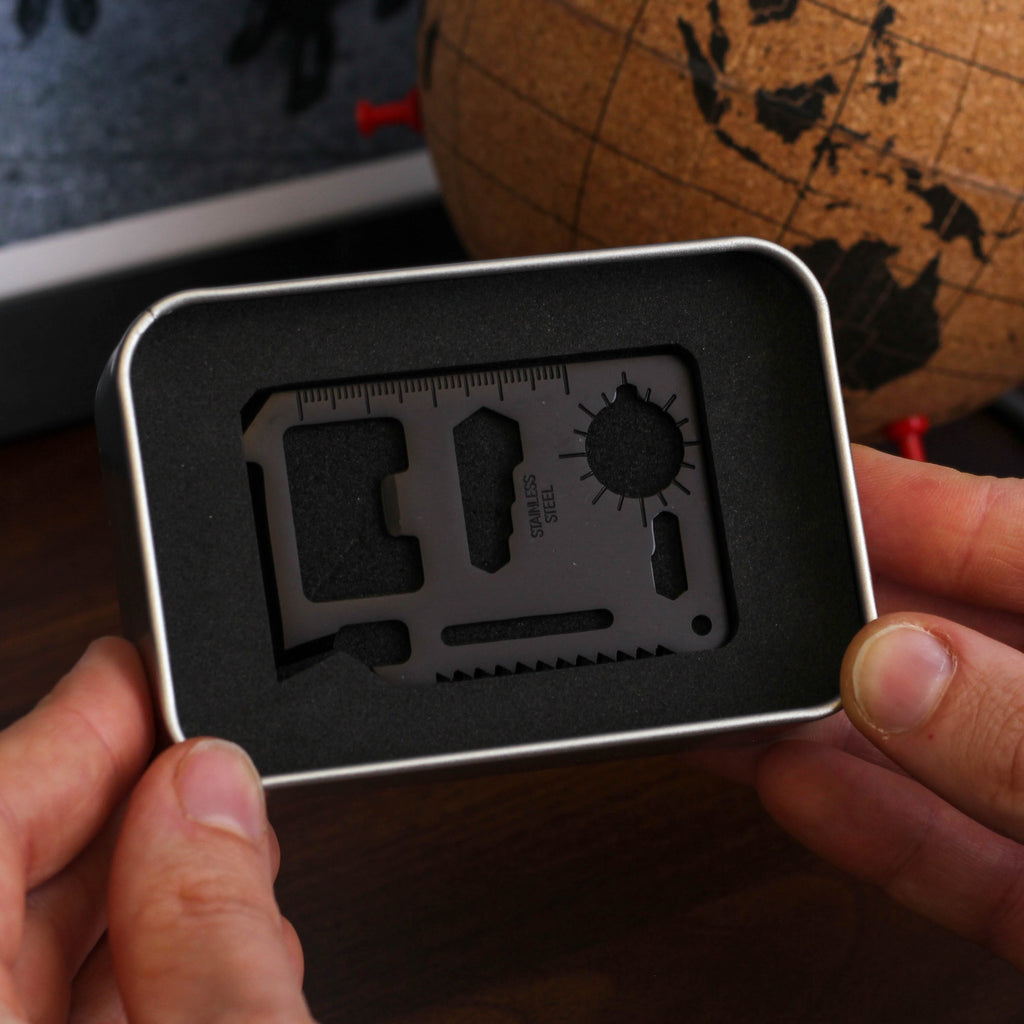 Personalised Motorbike Travel Credit Card Tool Tin Gift For Dad