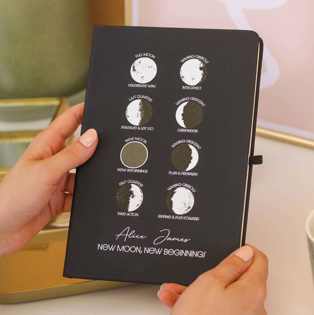Personalised Moon Phase Notebook Journal Travel Gift