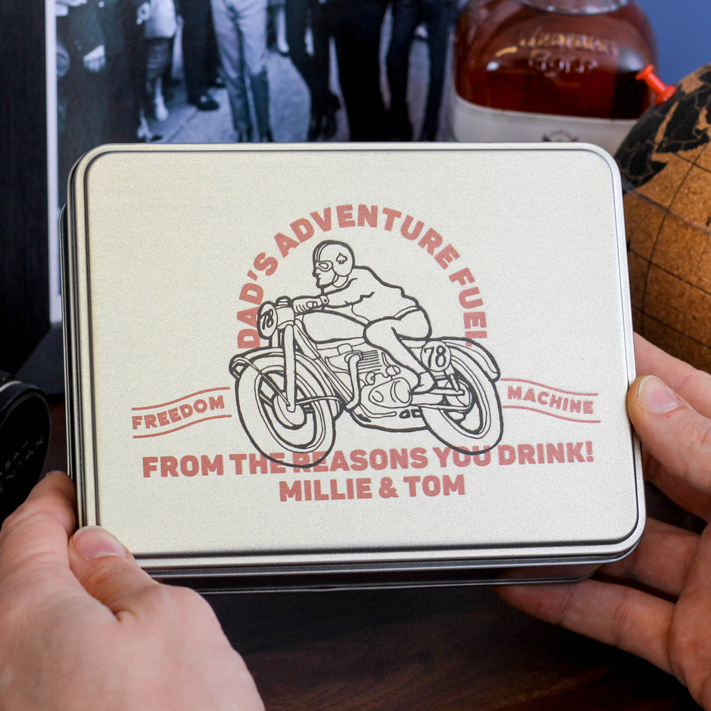 Personalised Motorbike Whiskey And Hip Flask Gift Set