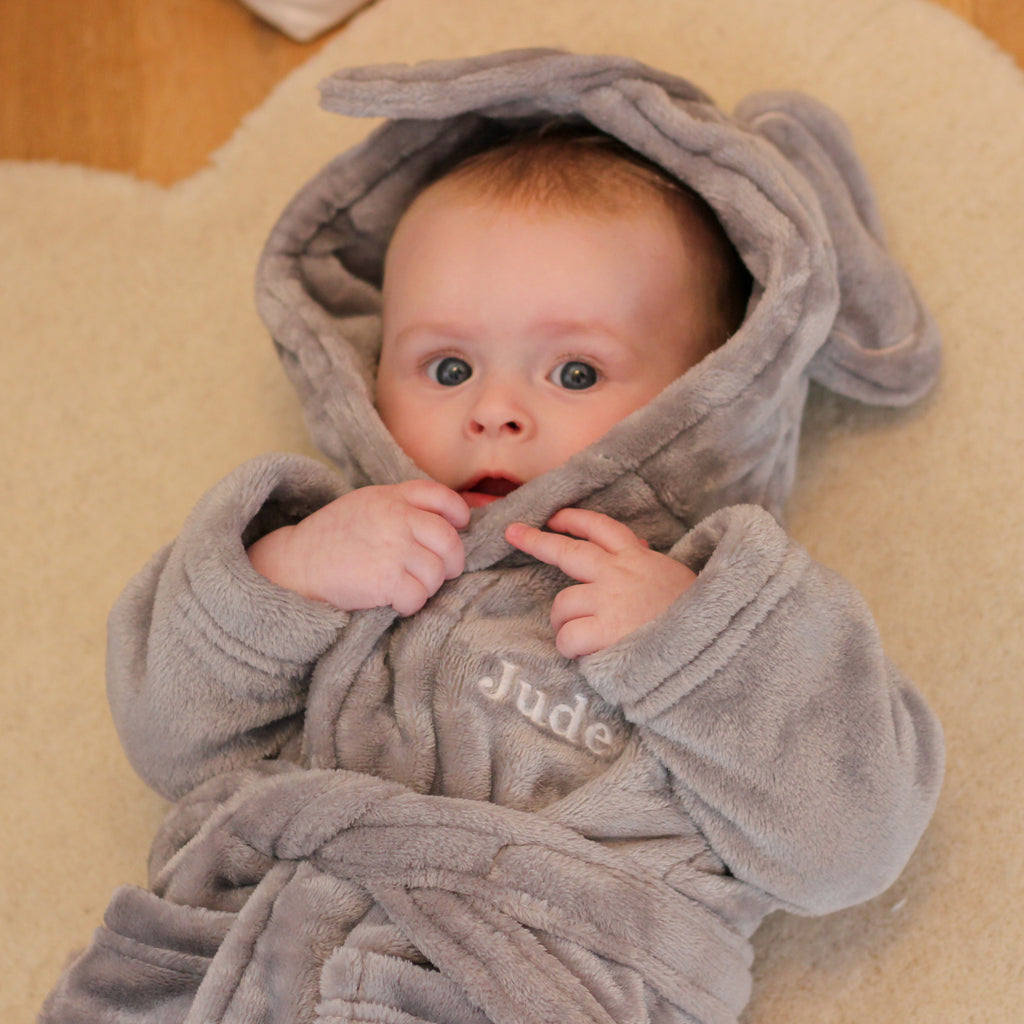 Personalised Elephant Dressing Gown Gift For Baby