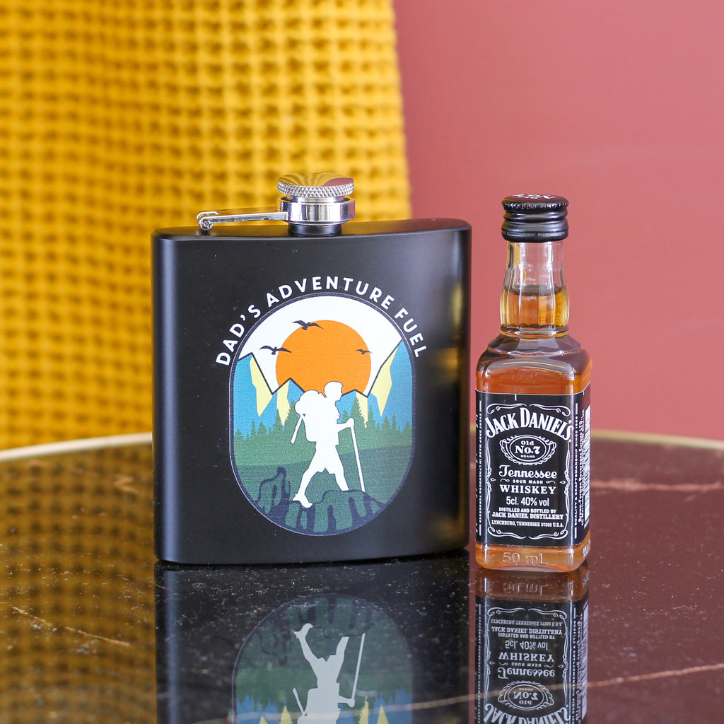 Personalised Dad's Adventure Fuel Travel Hip Flask