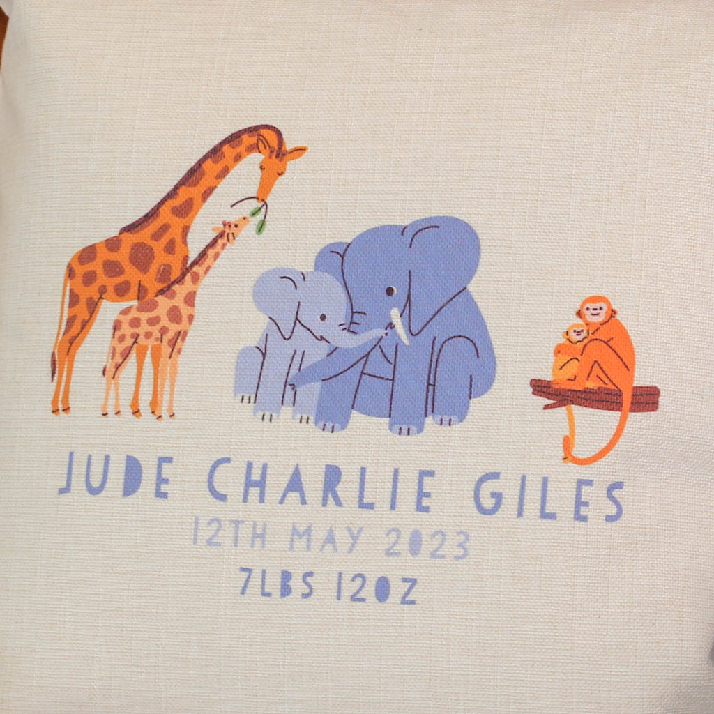 Personalised Baby Animal Cushion Gift For Newborn